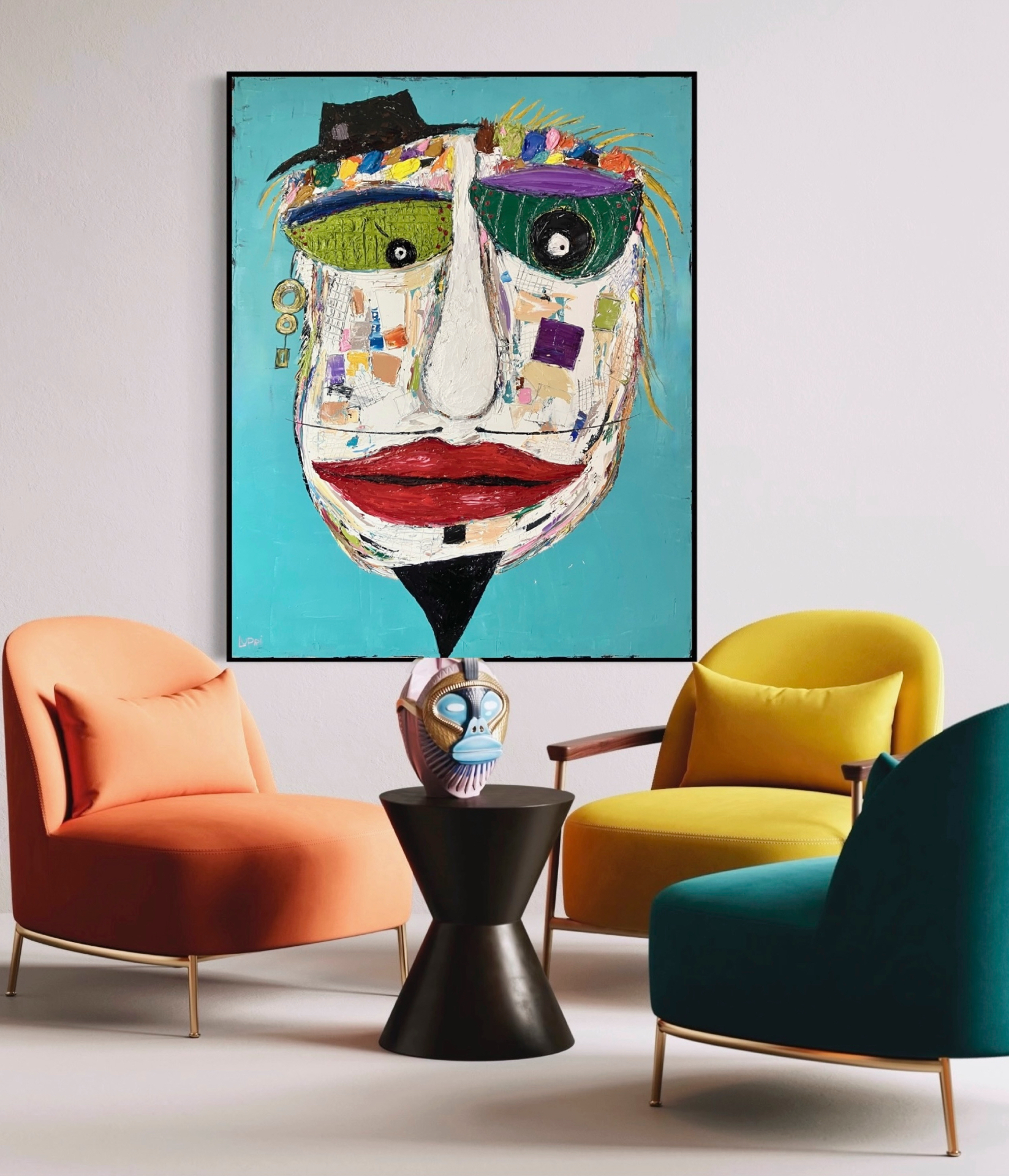 Private collection interior with original contemporary artwork